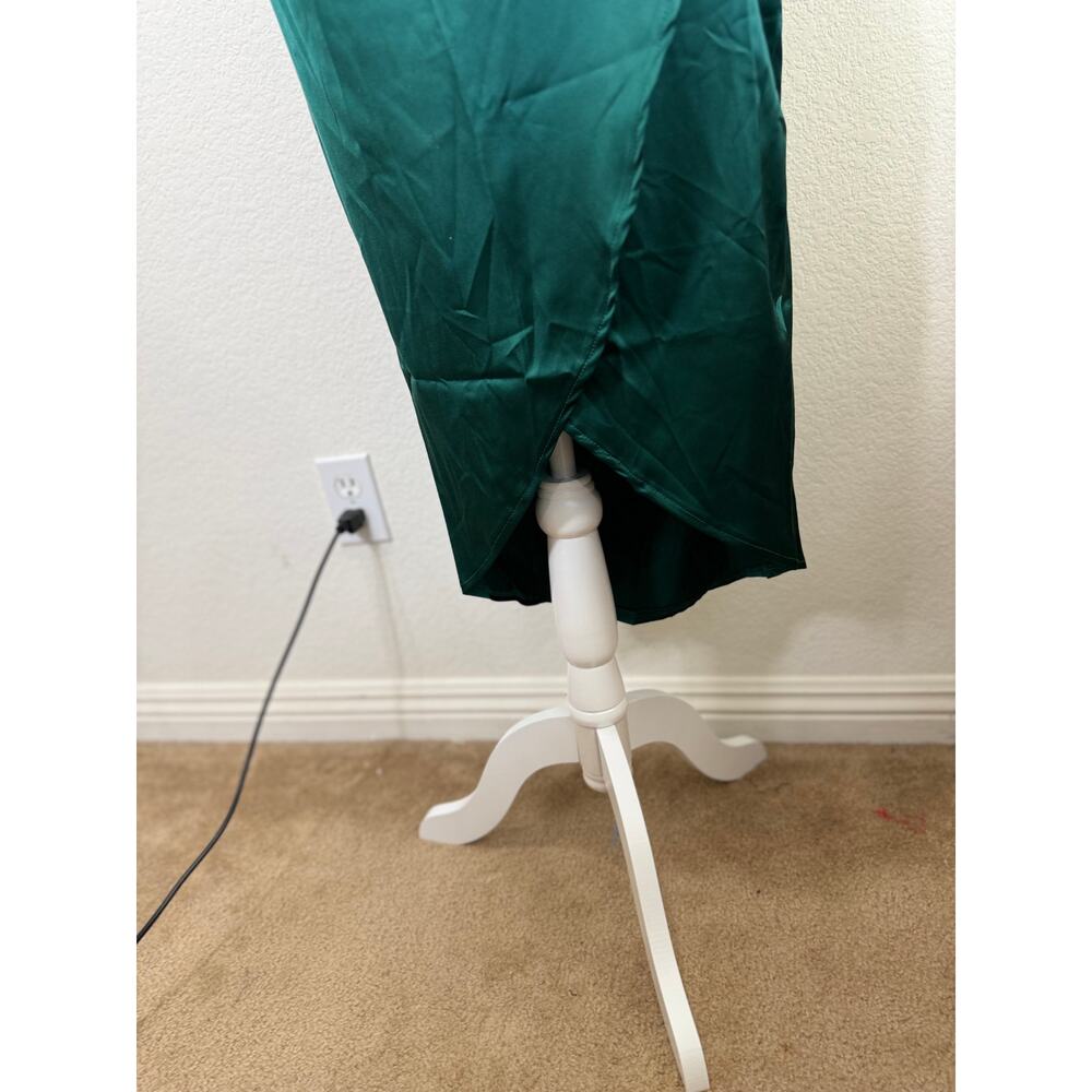NWOT LYANER Women's One Shoulder Satin Green Ruched Sleeveless Midi Dress Small - Picture 7 of 10